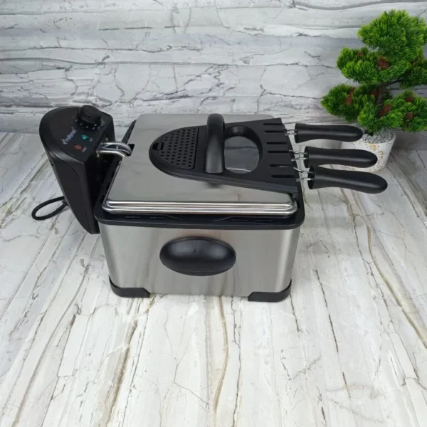 Friteuse inox électrique 4.5 L 2000W avec 3 Panier Multismart MS-DF102 – Image 2