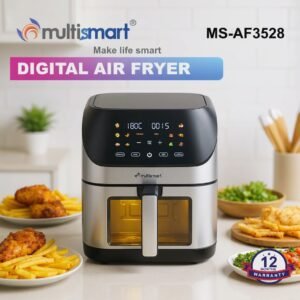 Friteuse inox Sans Huile 8L 1800W Numérique Avec Fenêtre Visible Multismart MS-AF3528