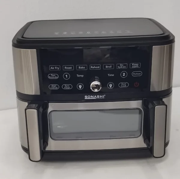 Friteuse – Air fryer Numérique Double Bac 10L 2600 W Digital multiprogrammes En inox Sonashi SAF-115 – Image 4