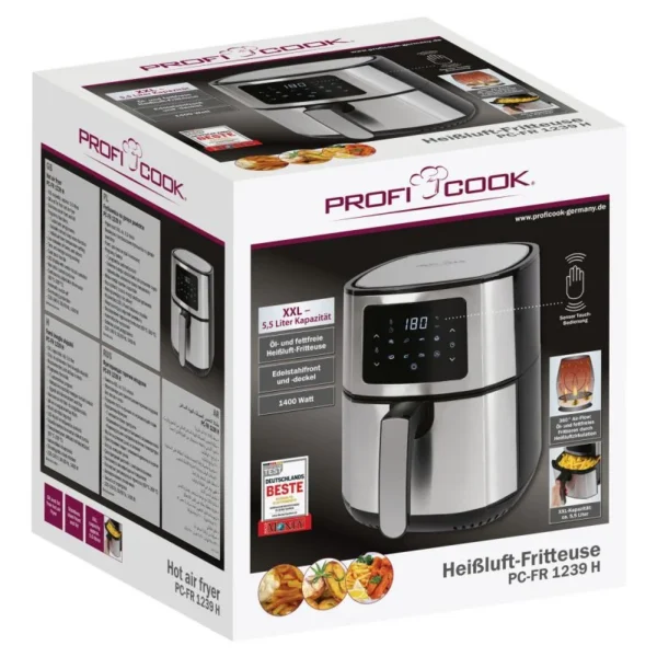 Friteuse À Air Chaud Avec Écran Tactile LED 5,5L 1400W PC-FR1239 H ProfiCook – Image 4