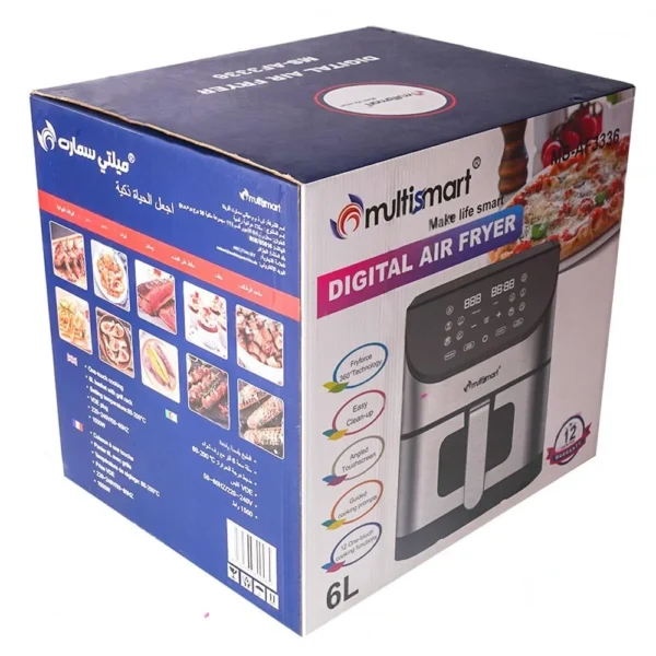 Friteuse INOX Sans Huile Numérique 6L 1500W Avec Fenêtre Multismart MS-AF3336 – Image 5