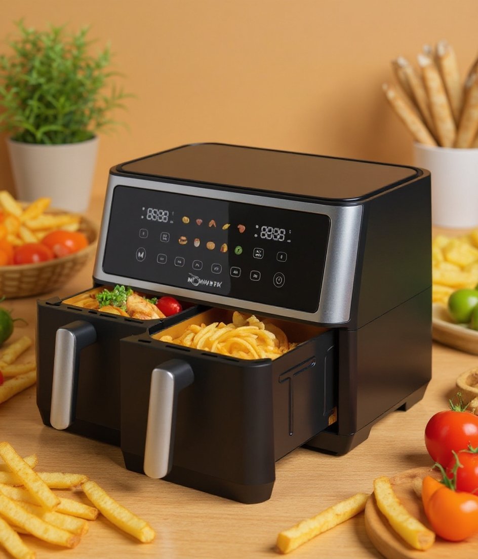 Airfryer 10 Litres 2850W Tactile Avec Fenêtre Robuste AF10