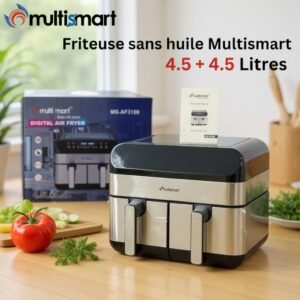 Friteuse sans huile inox 09L Double Bac – 2400W Multismart MS-AF3109