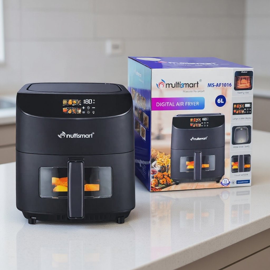 AirFryer 6L 1500W Num rique Avec Fen tre Visible Multismart MS AF1016 